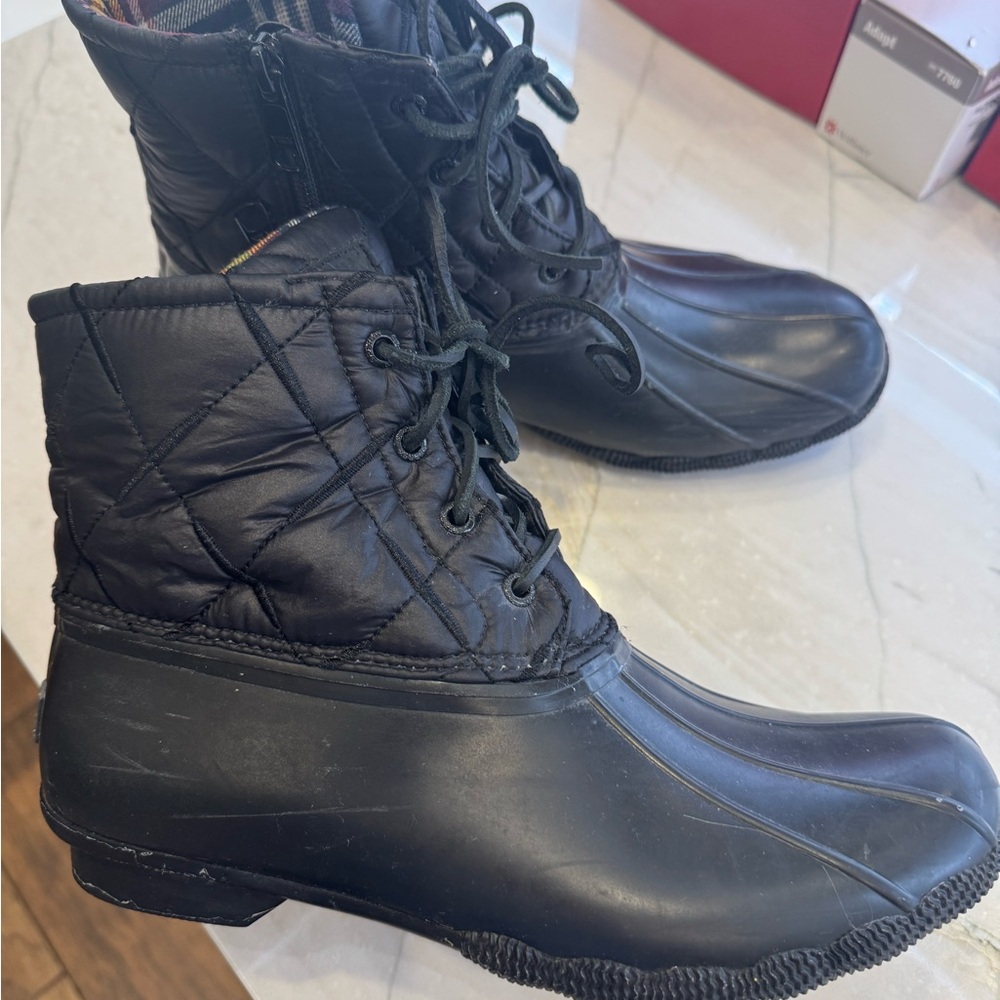 Sperry Top Sider Womens Saltwater Black Rainboots Size 10 Medium (B, M)
